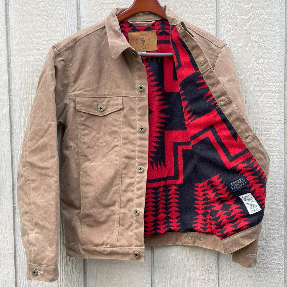 Brown Wax Canvas Rider Coat Made in USA Pendleton Lining