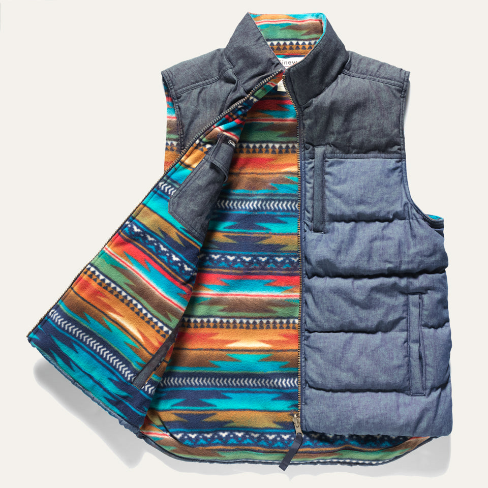 Denim and fleece reversible vest by Ginew