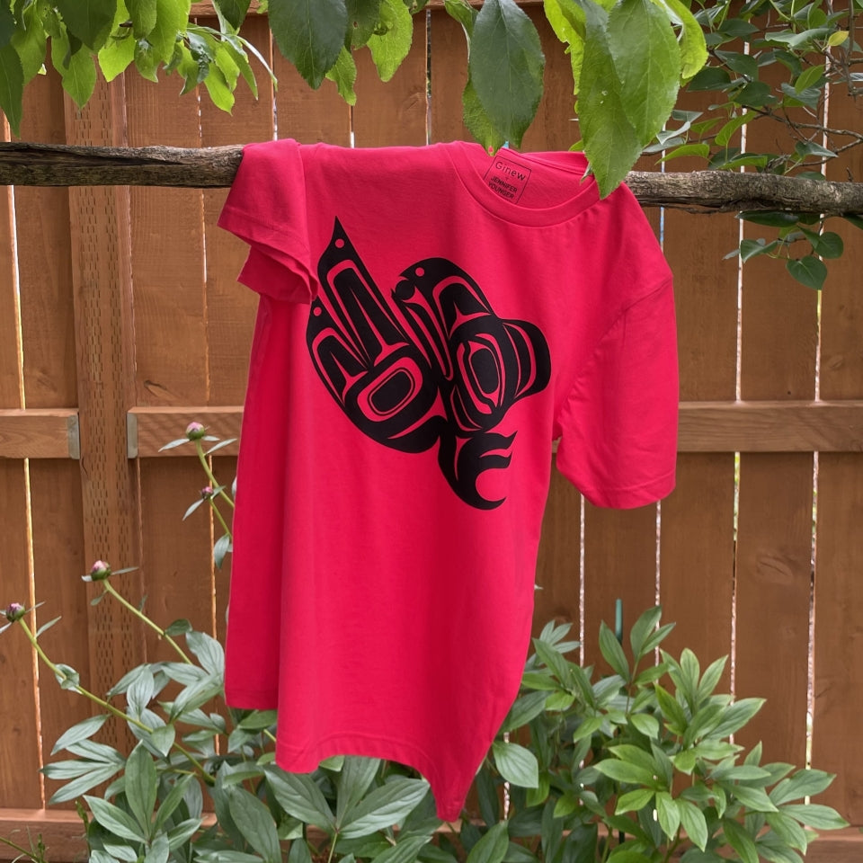 Indigenous Native American Raven Red Black t-shirt by Ginew and Jennifer Younger