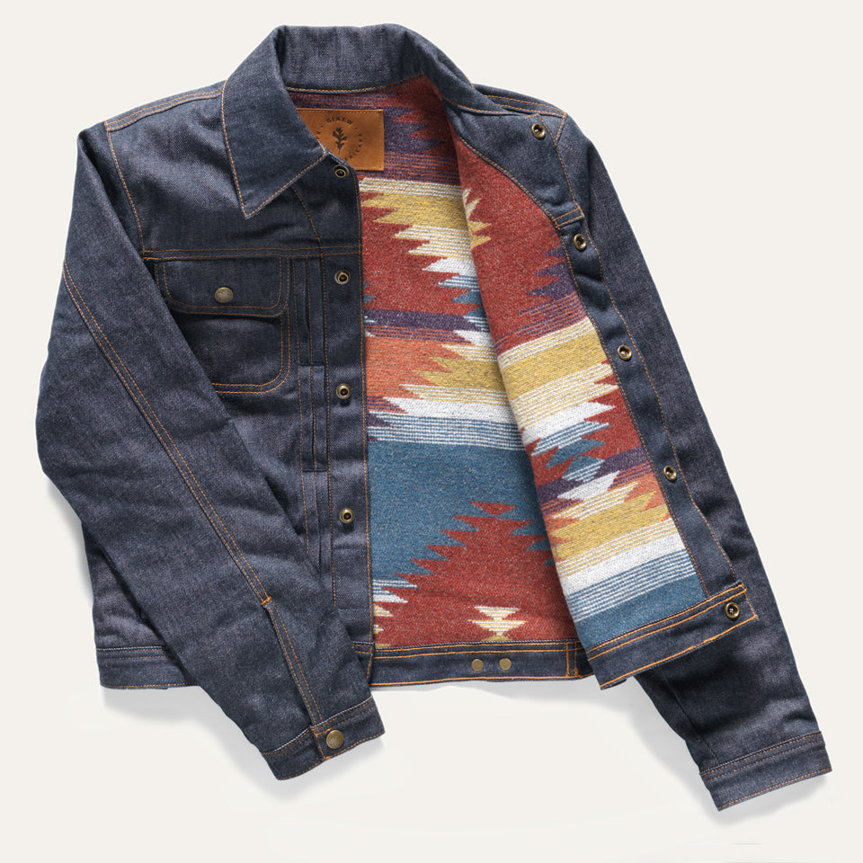 Wool lined deadstock denim women's coat