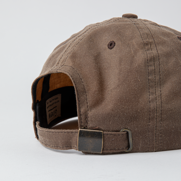 Brown wax canvas cap made in USA by Ginew, Native American Company