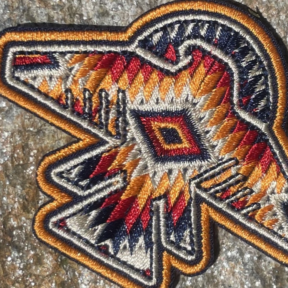Orange red and brown Native American Thunderbird patch