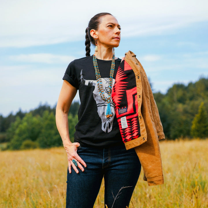 Women’s Niizhoo Brown Wax Canvas Coat With Walking Rock Lining