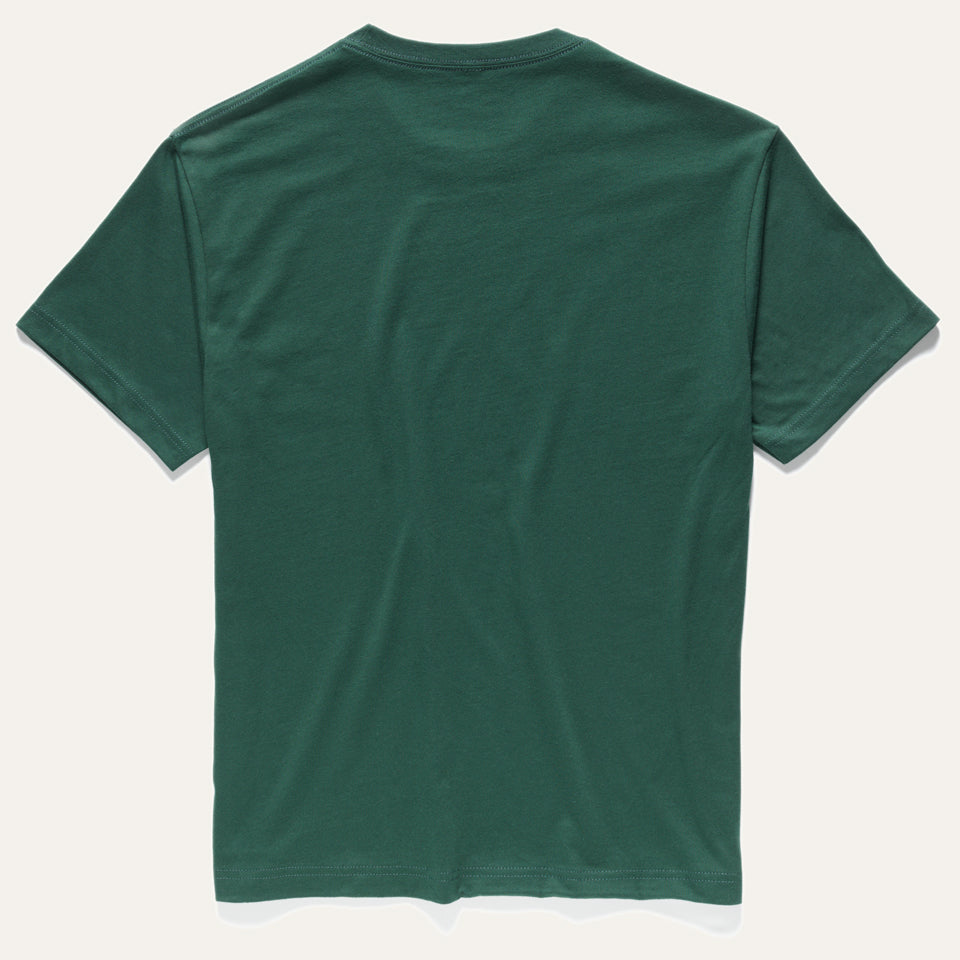 Back of Hunter Green Cotton Bison Buffalo t-shirt made in USA