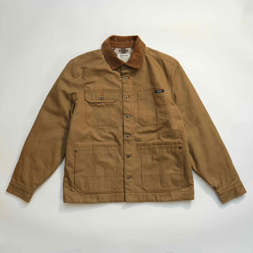 Brown jacket with a collar on a white background