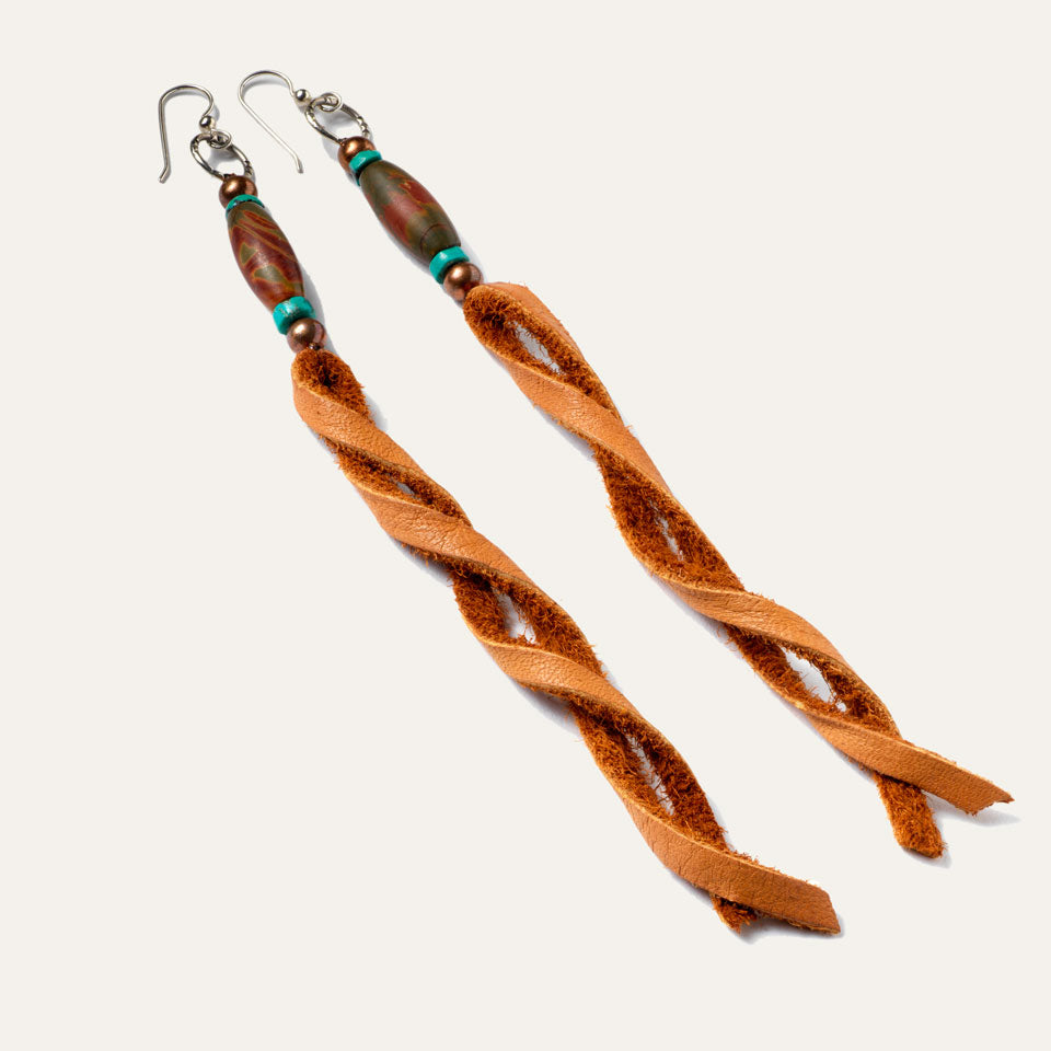 Native American Made Earrings Dancing Blue Stone