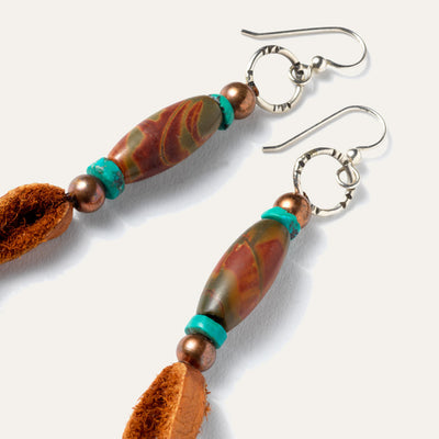 Native American Made Earrings Copper Trade Beads