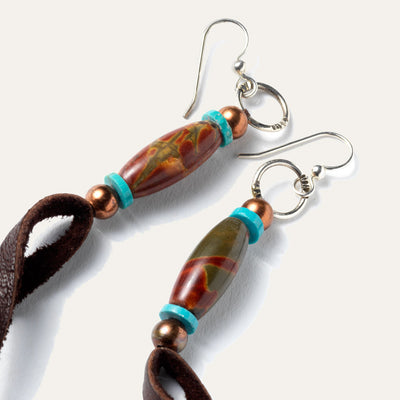 Copper Trade Beads, Turquoise Earrings Native American Made