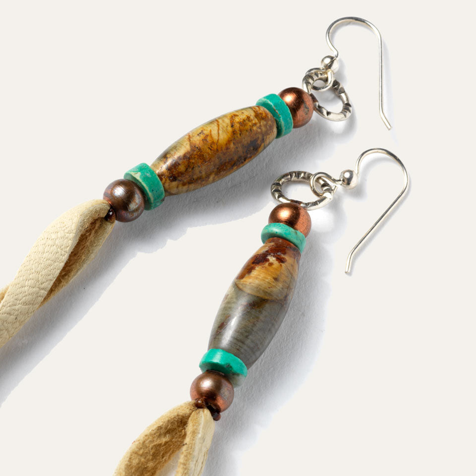 Copper trade beads and turquoise earrings Native American 