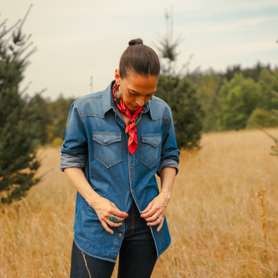 Western Snap Shirt Washed Chambray