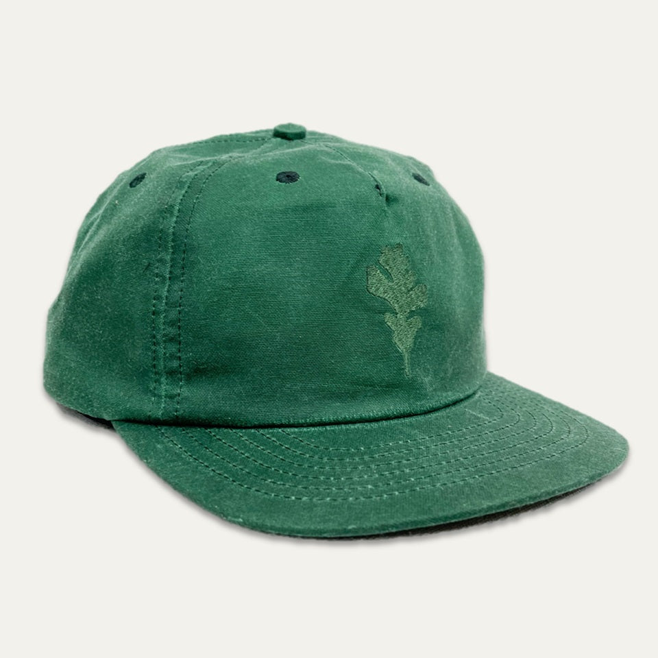 Ginew wax canvas hat made in USA with Genesis Oak Leaf at center