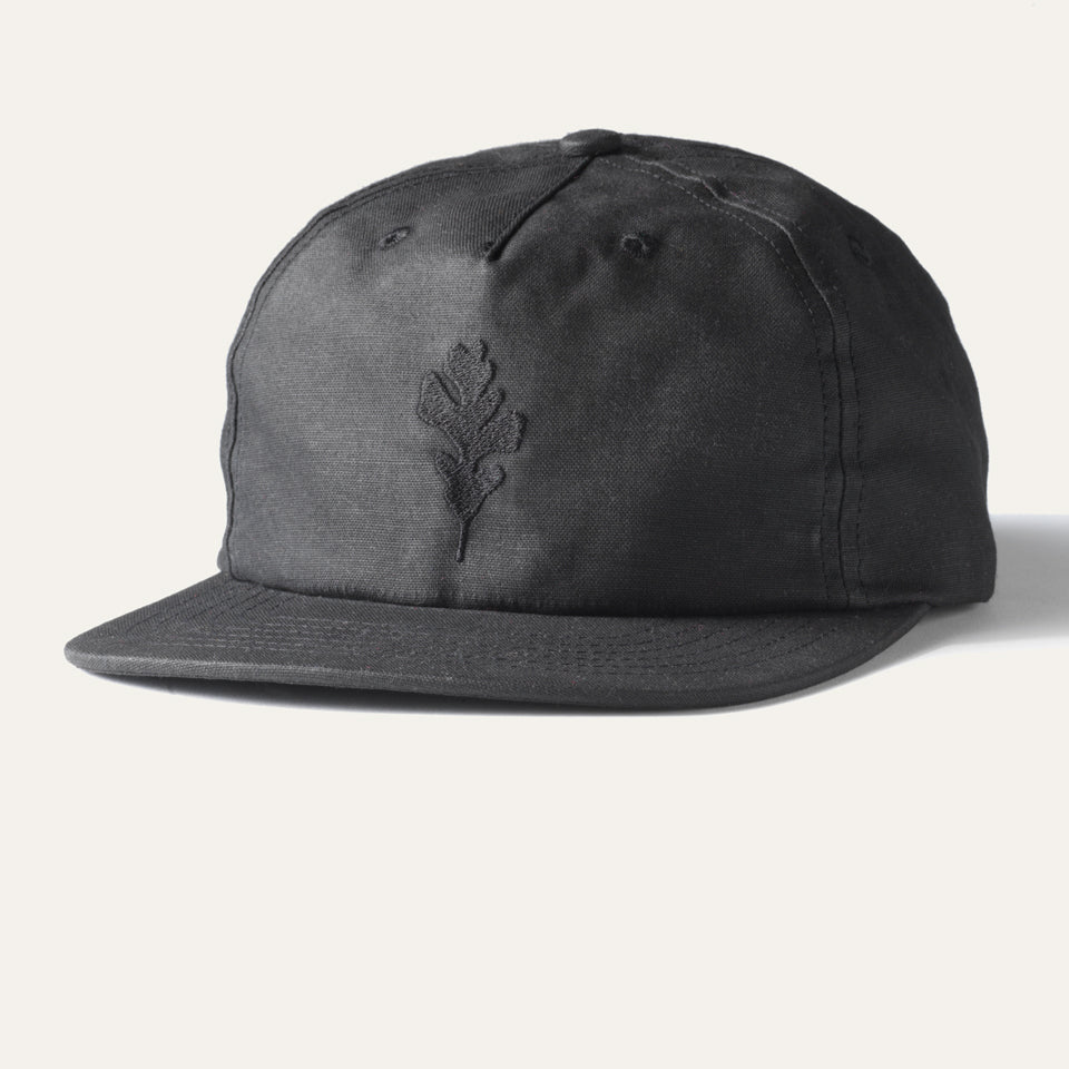 Ginew black wax canvas hat made in USA with Genesis Oak Leaf at center
