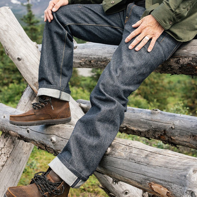 Selvedge Denim Jeans on male model 