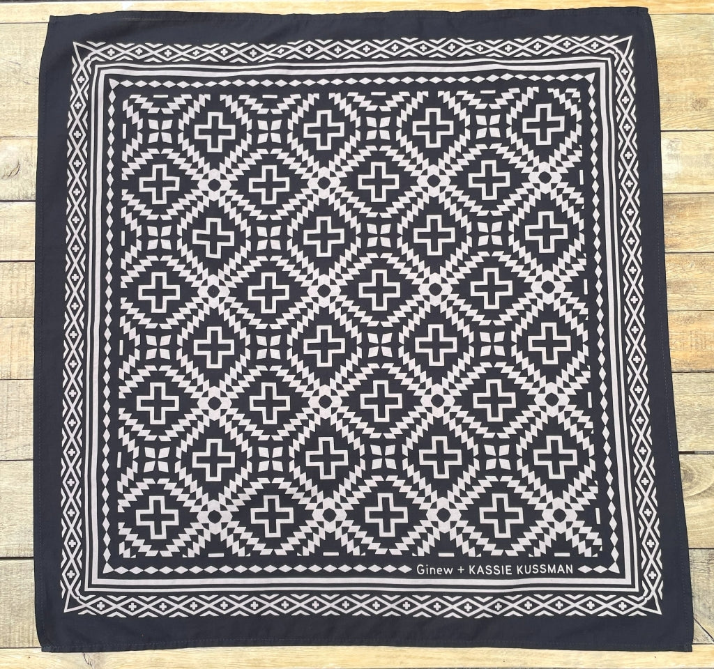 Native American Indigenous designed black and white bandana by Ginew + Kassie Kussman 