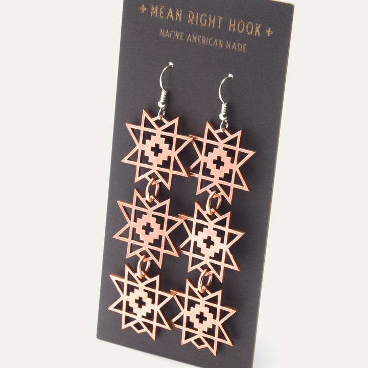 Mean Right Hook Copper Evening Star Stack Earrings