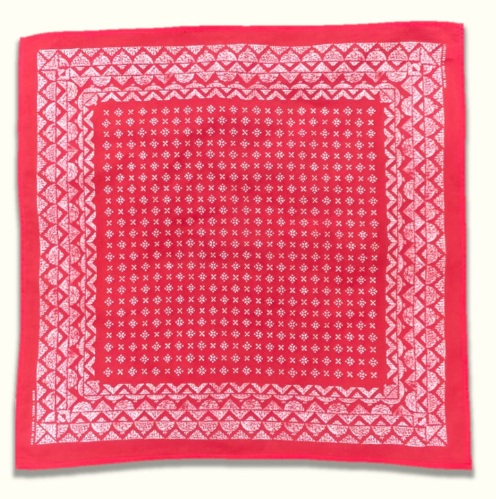 Red handprinted all cotton bandana 
