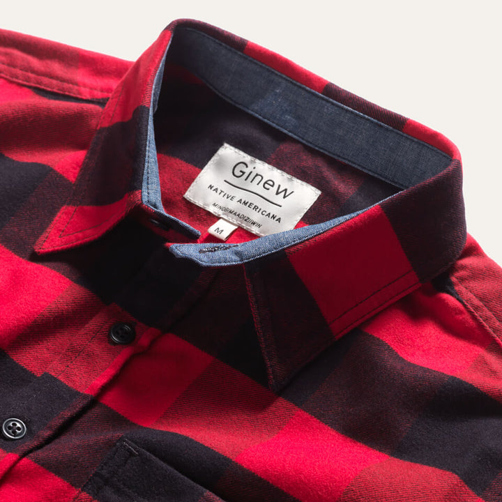100% All cotton buffalo plaid shirt made in USA by Ginew 