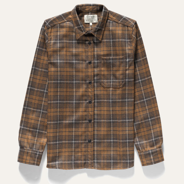 Brown plaid wool shirt with Ginew tag