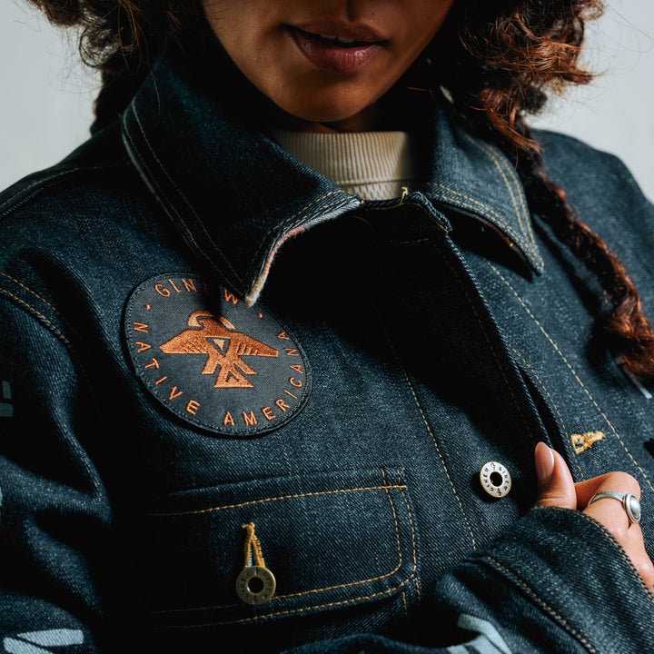 Thunderbird patch on jean jacket by Ginew
