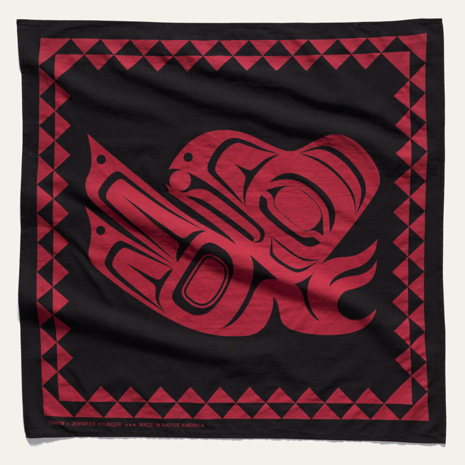 Raven Bandana Black and Red Raven All Cotton 