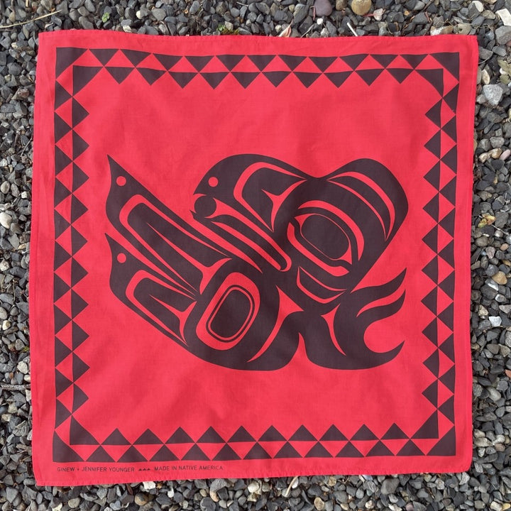 Native American designed Raven bandana in cotton and made in USA by Ginew 