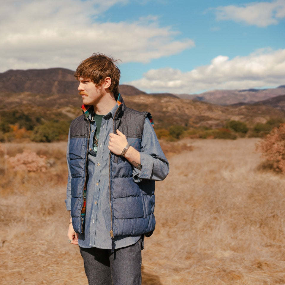 Reversible Denim + Fleece Vest | Ginew Native Americana