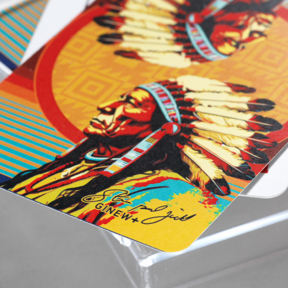 Close up of Native American Sitting Bull playing cards 