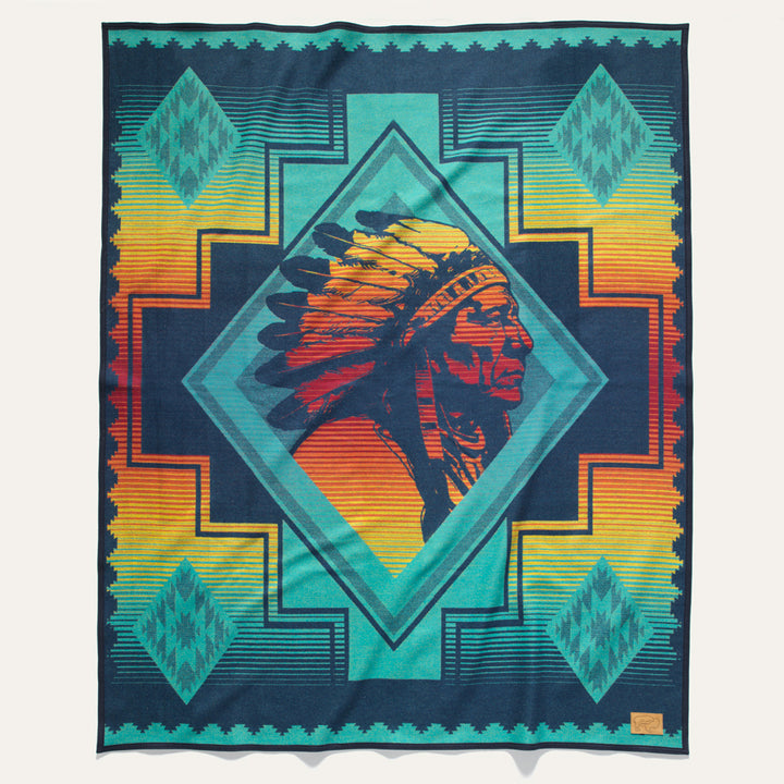 Cotton Wool blend blanket of Sitting Bull designed by Steven Paul Judd and Ginew