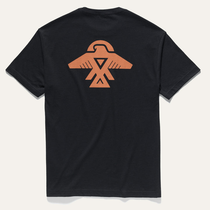 Ojibwe Thunderbird Power tee back image on black tee copper graphic design