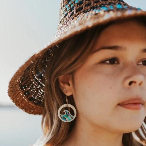 Wave earrings by Native American women from Copper Canoe Woman