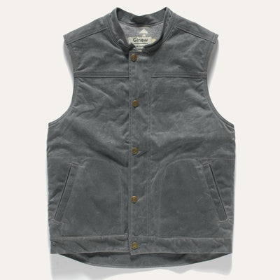 Wax Canvas Vest in Grey with Wool Lining