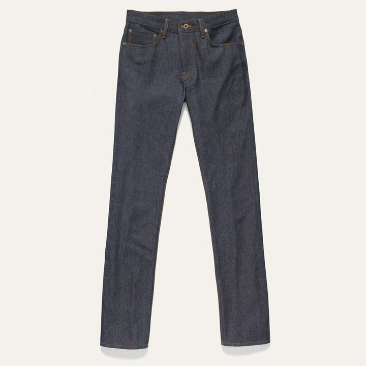 West Fork Jean Selvedge Denim (Vidalia Mills) with Medium Rise, Moderate Tapered Fit on a white background.