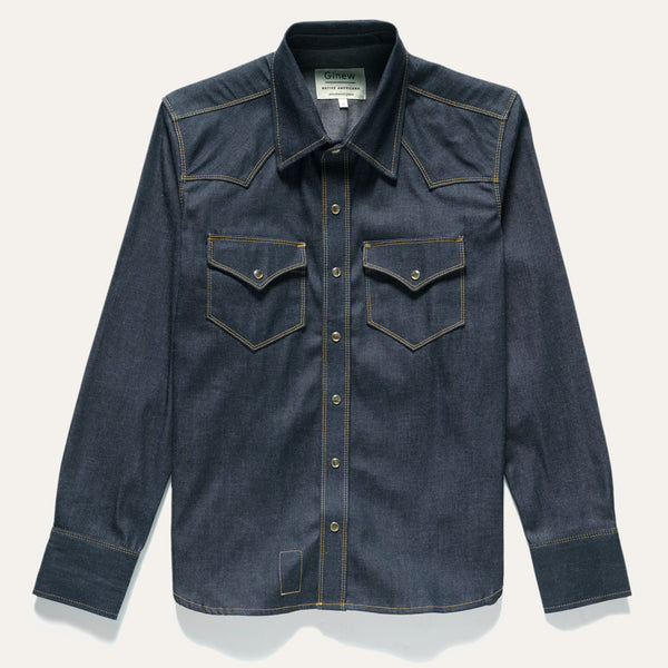 Western Snap Shirt Dark Indigo Chambray – ginewusa