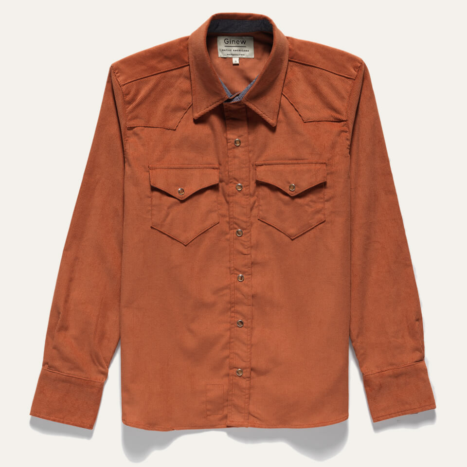 Front Burnt Orange Corduroy Shirt Made in USA