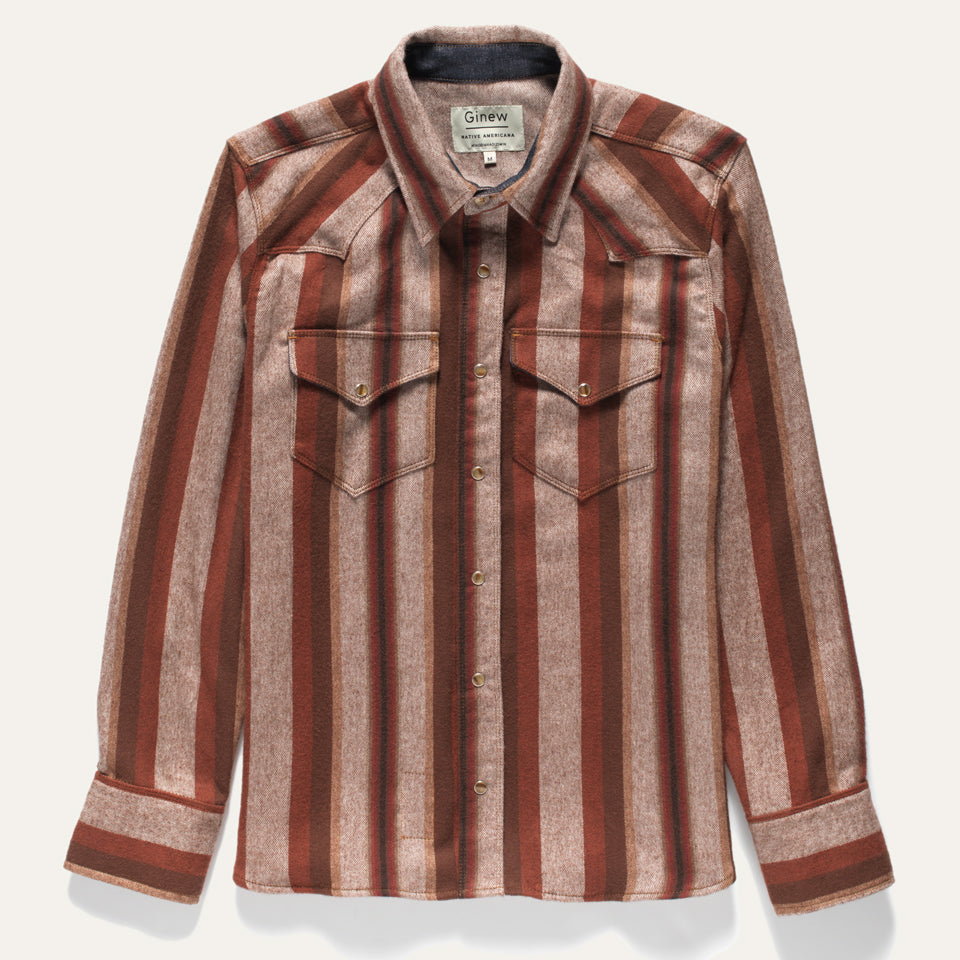 Western Snap Shirt Flannel Mocha Stripe – ginewusa