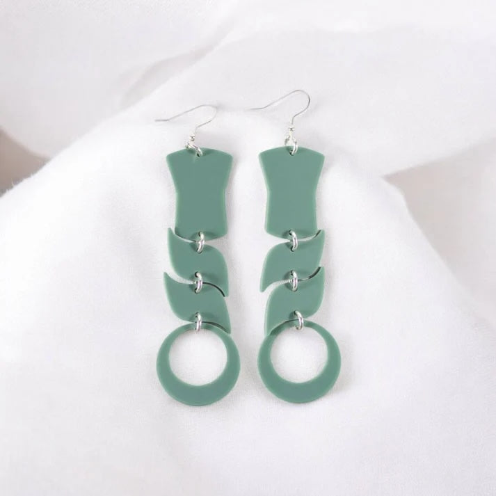 Handmade Sage colored earrings by Native American women name Spirit Flow