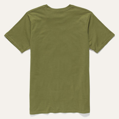 Back view of Water Remembers tee which is a Green short sleeve tee on white background