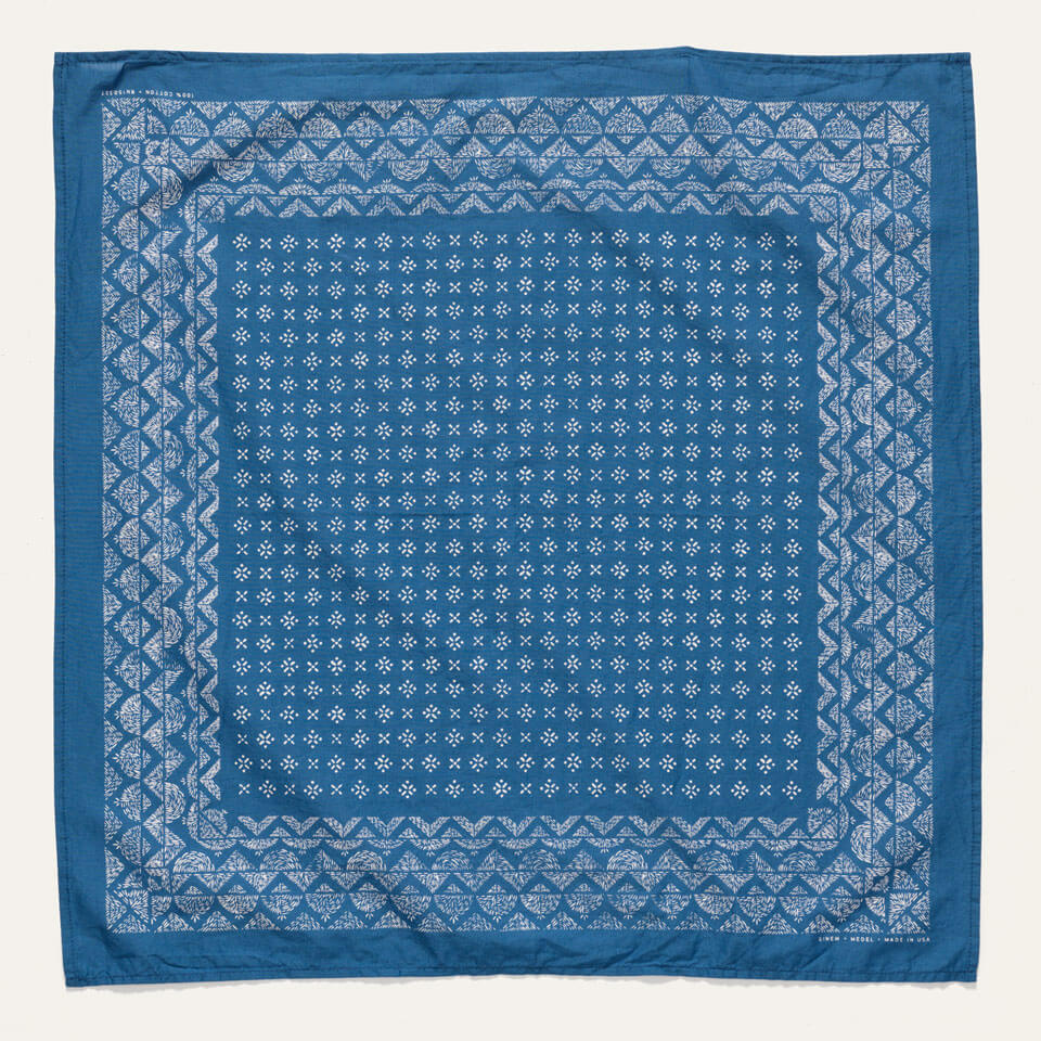 Light blue, 100% COTTON bandana made in USA by; Native American company Ginew