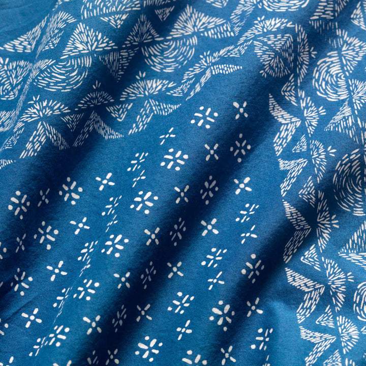 Detail of Light blue, 100% COTTON bandana made in USA by; Native American company Ginew