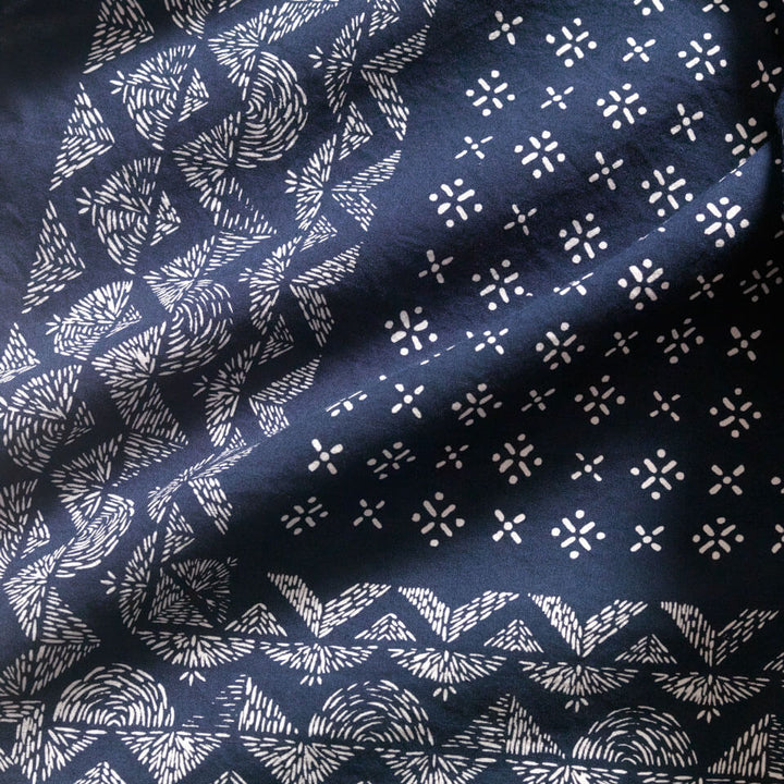 White and dark navy blue 100% COTTON bandana made in USA by Native American company Ginew