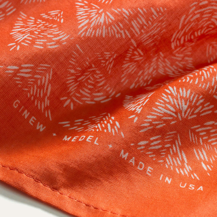 100% cotton made in USA orange and white bandana from Ginew + Medel