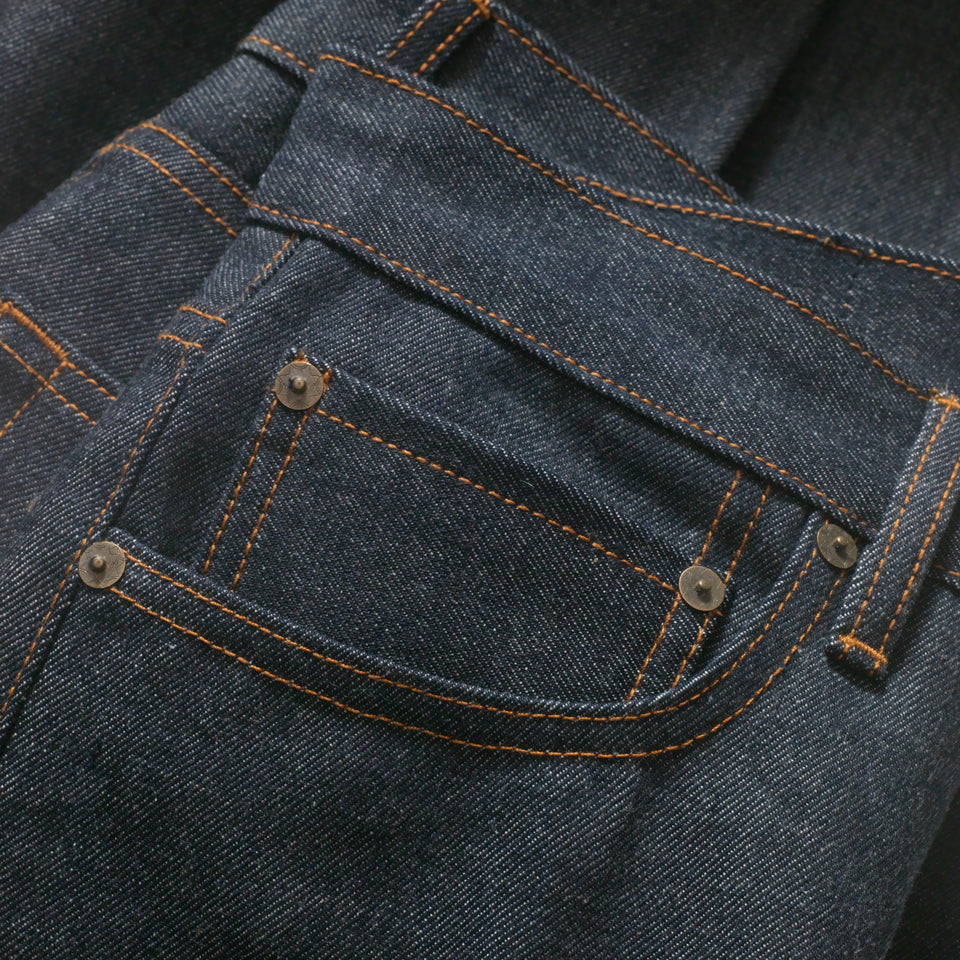 Selvedge Denim jean. Close up of right pocket of West Fork Jean and view of the smaller "watch" pocket.