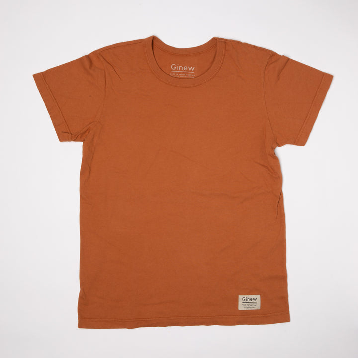 100% all-cotton burnt orange adobe thick crew t-shirt made in USA by Ginew