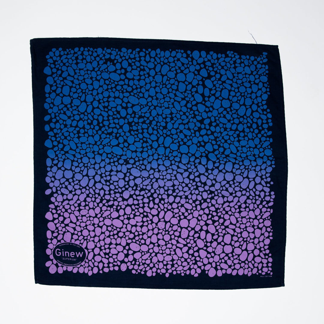 100% COTTON, Blue, purple, and black banana with Superior print laid flat on a white background.