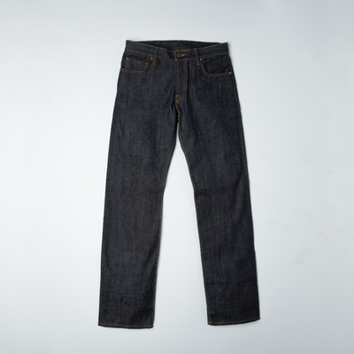 Front of Selvedge denim jean with made in USA cotton 