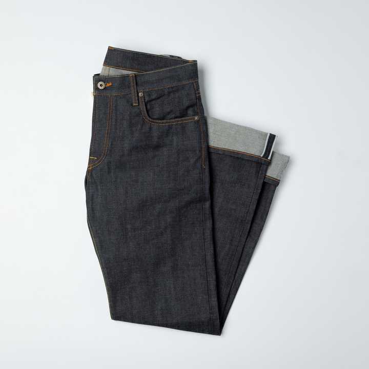 Selvedge denim jean with made in USA cotton 